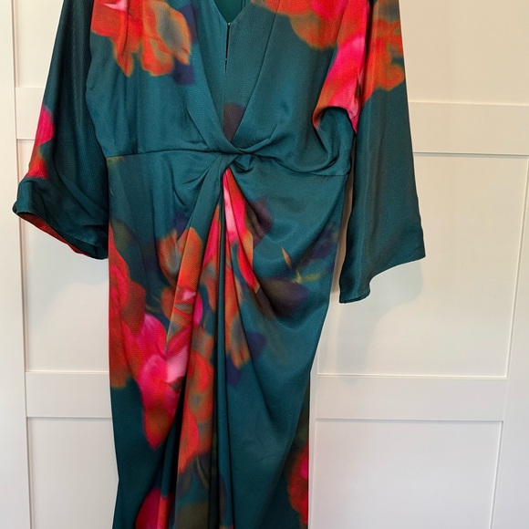 Figue Kyle Dress - Women's Long Sleeve Floral Dress - Green and Pink - Picture 8 of 9